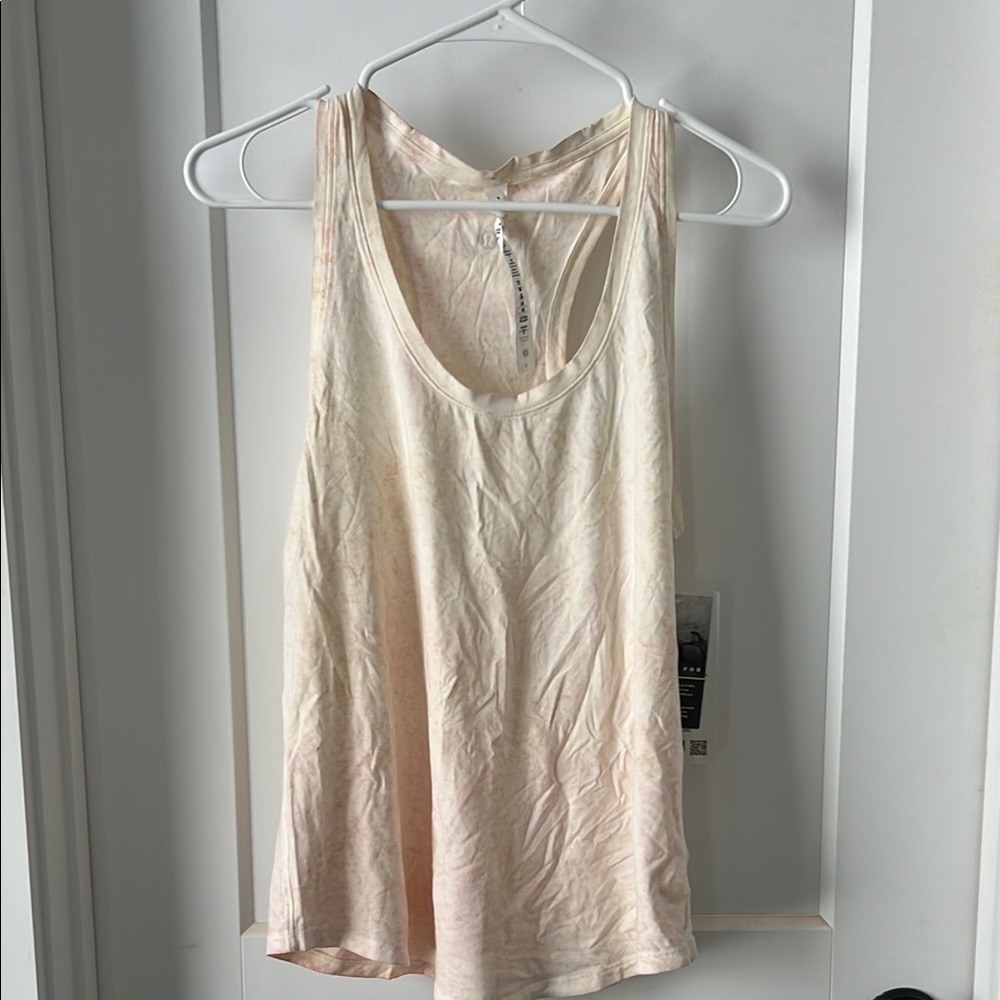 Lululemon Athletica Relaxed Cream and Pink Tank Top